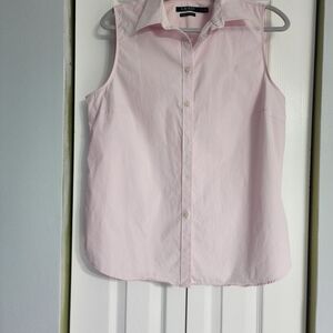 Lauren Ralph Lauren Light Pink Sleeveless Button-Down Shirt NON-Iron Size L